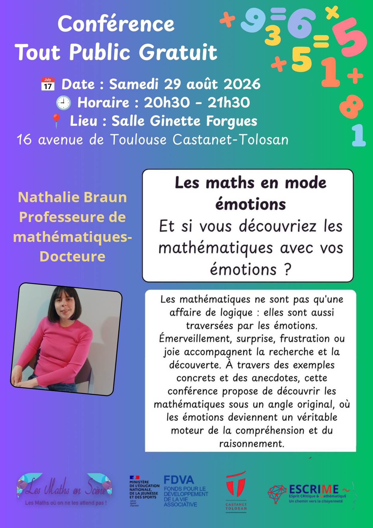 Conférence Les Maths en Émotion – Nathalie Braun – 29 août 2026