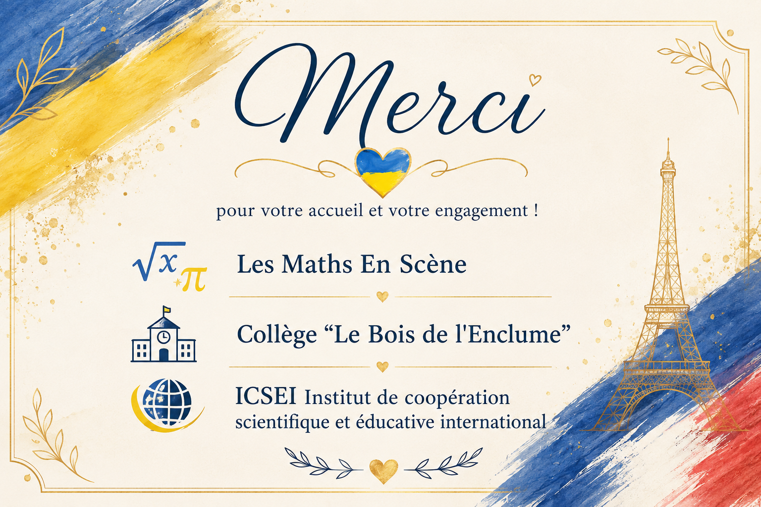 Merci pour votre accueil et votre engagement – Les Maths en Scène